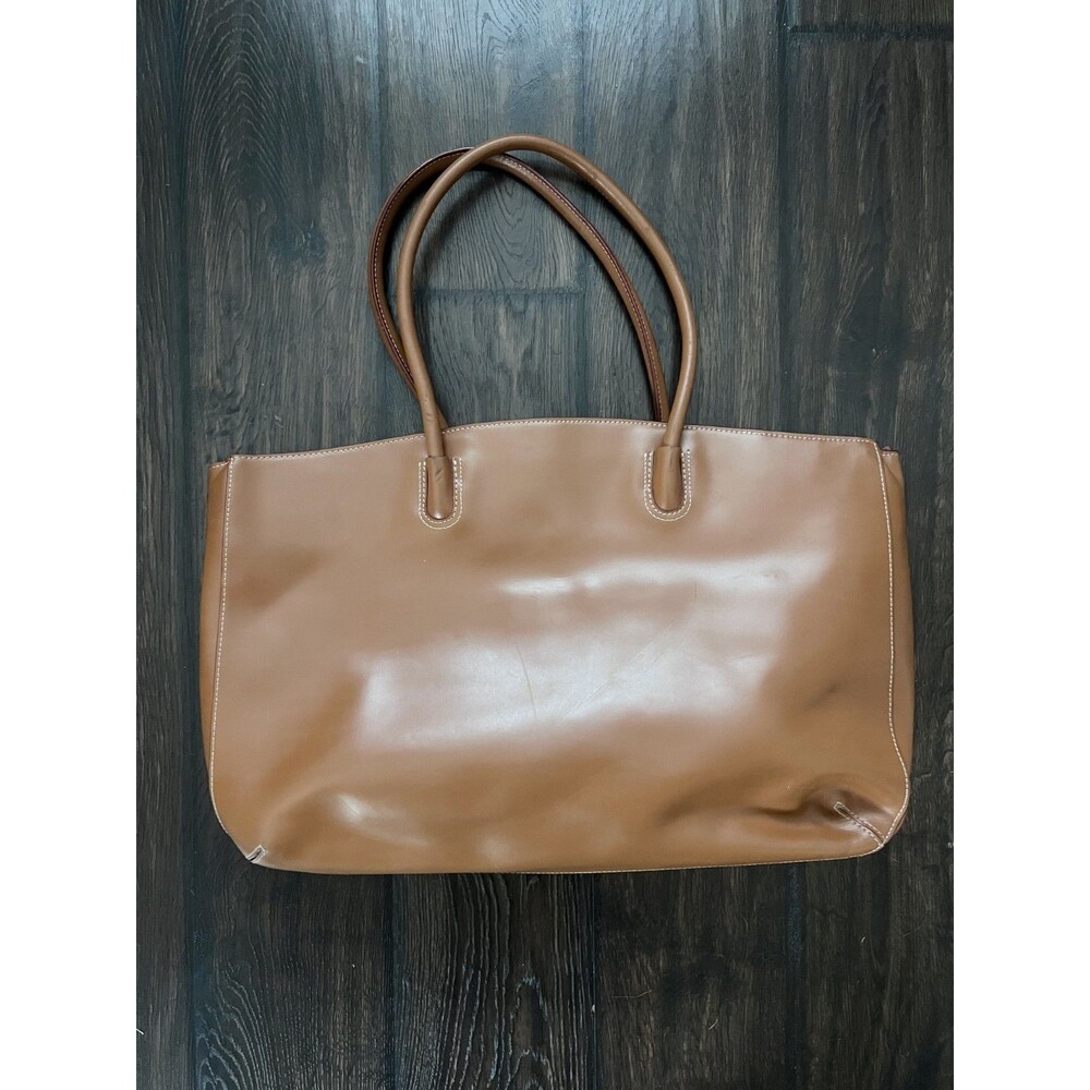 Lodis Audrey Milano Camel Leather Tote Bag Shoulder Laptop Travel Purse - Picture 5 of 11